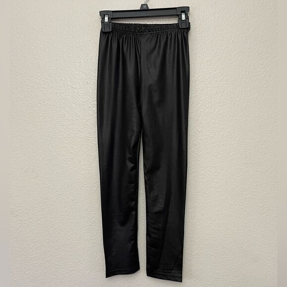 Shein Black Shiny Leggings Girls Size 8 (130) NWOT - Picture 1 of 4